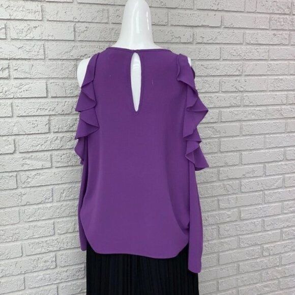 Michael Kors Women Purple Long Ruffle Sleeve Top Size M - Picture 8 of 13